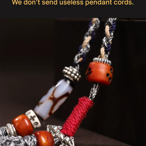 Agate Nine-Eyed Dzi Bead Necklace, Clavicle Chain, Men's and Women's Pendant, Sweater Chain, Tibetan Style Pendant Jewelry Gift, New Arrival