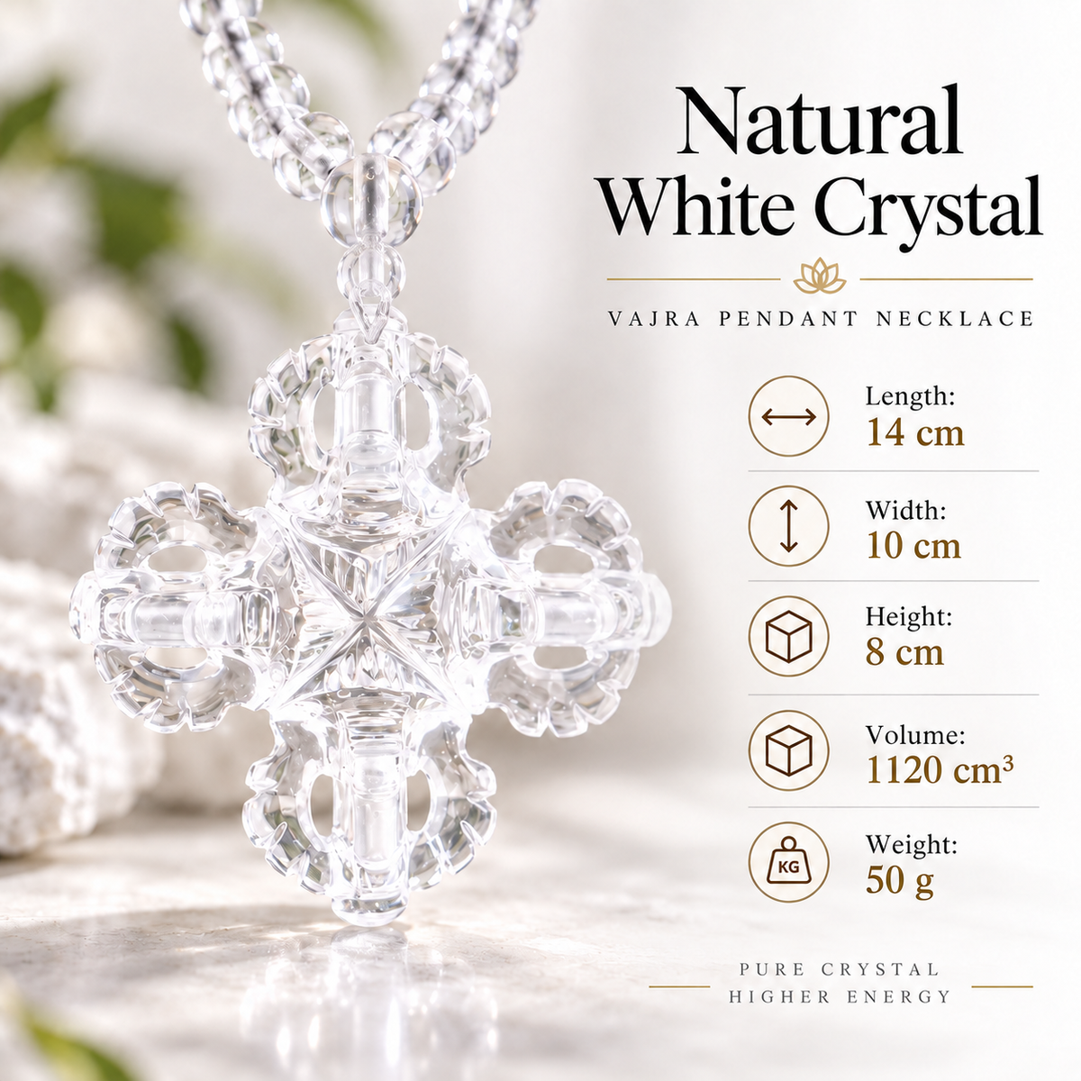Dorje Vajra Clear Quartz Protection Pendant Necklace
